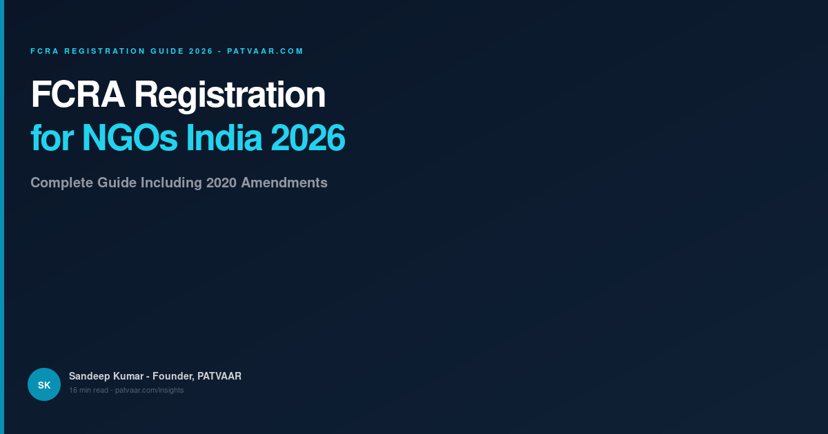 FCRA Registration for NGOs India 2026 — Complete Guide Including 2020 Amendments